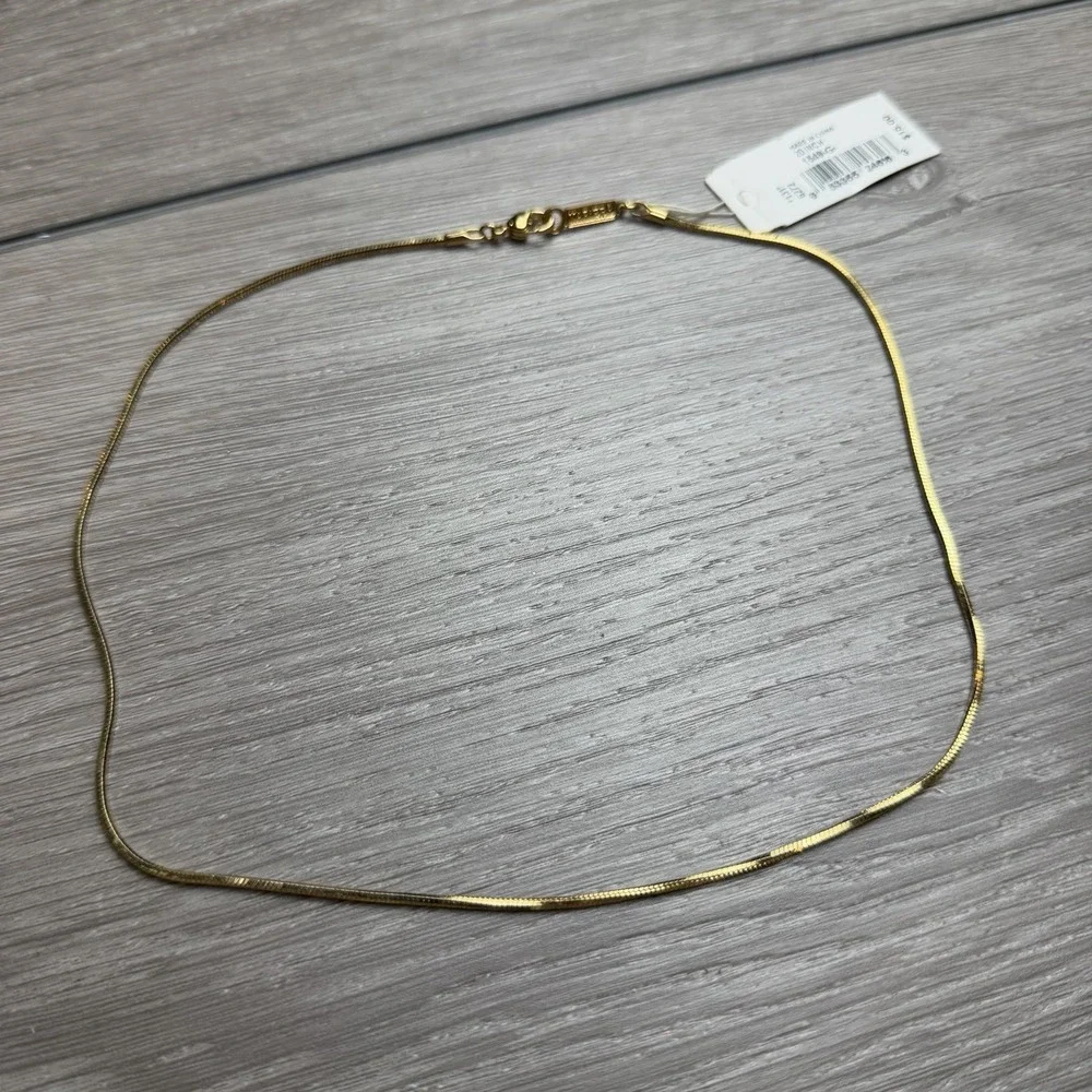 Vintage Napier Gold Tone Herringbone Flat Chain Necklace 20